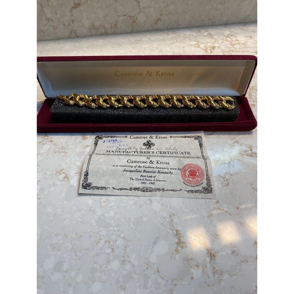 Camrose & Kross Gold Tone Crystal Rope Chain Bracelet 7.5” – New, Unworn w/ Box
